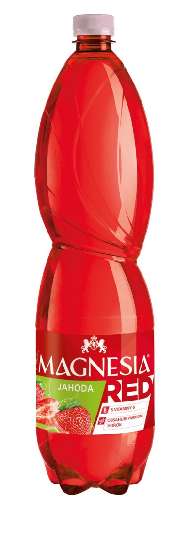 Ochucená minerální voda Magnesia Red - jemně perlivá, jahoda, 1,5 l, 6 ks