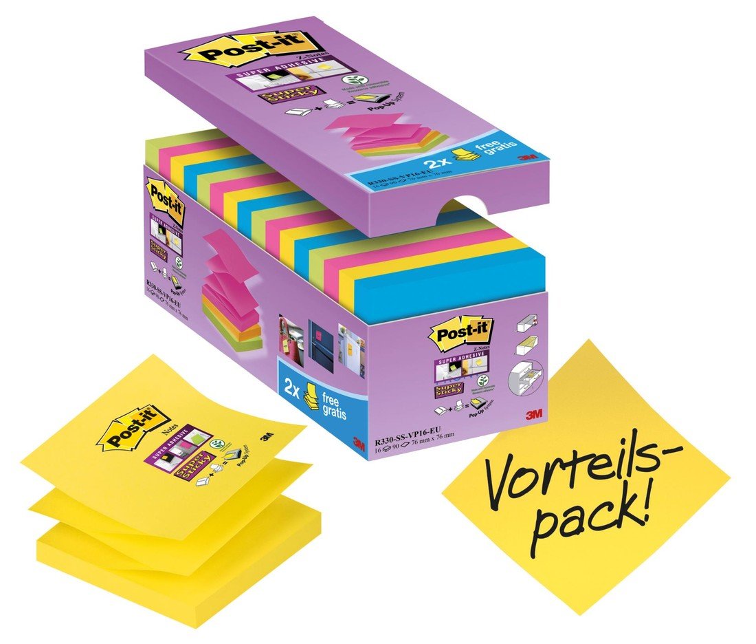 Z-bločky Post-it Super Sticky - 76x76 mm, mix barev 18 ks