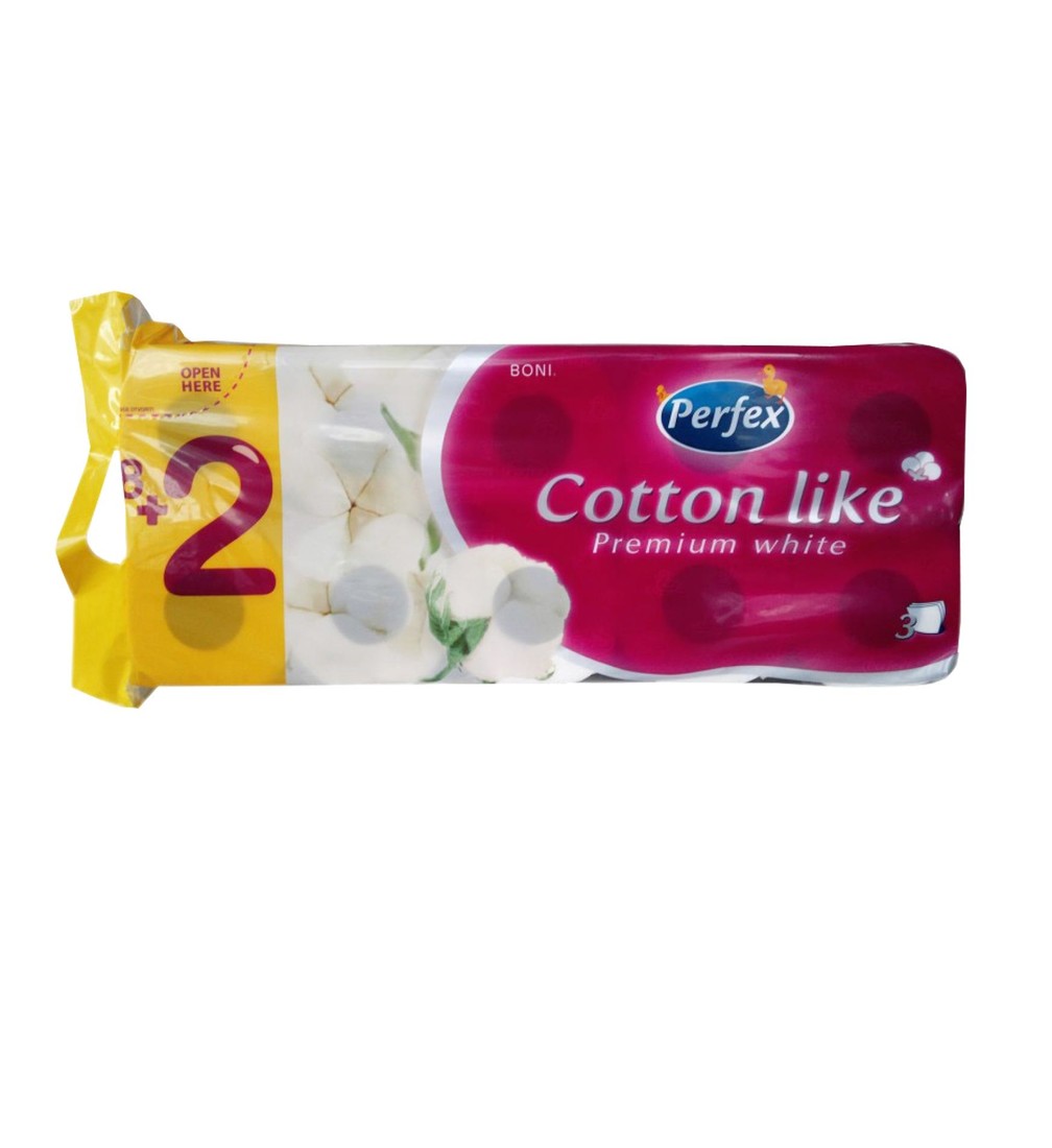 Perfex Toaletní papír Perfex - Cotton Like, 3vrstvý, bílý, 10 rolí