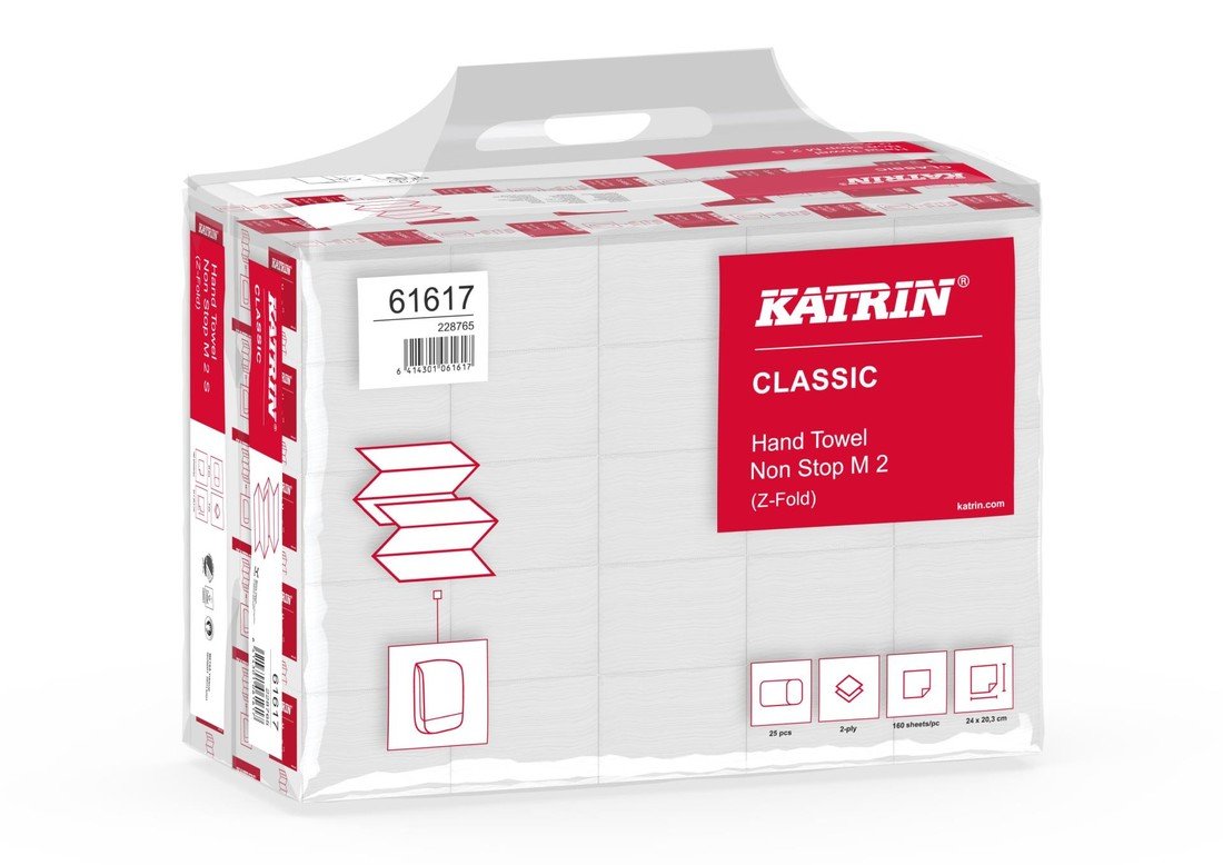 Skládané papírové ručníky Katrin Classic - M2, 20,3 cm, 4 000 ks