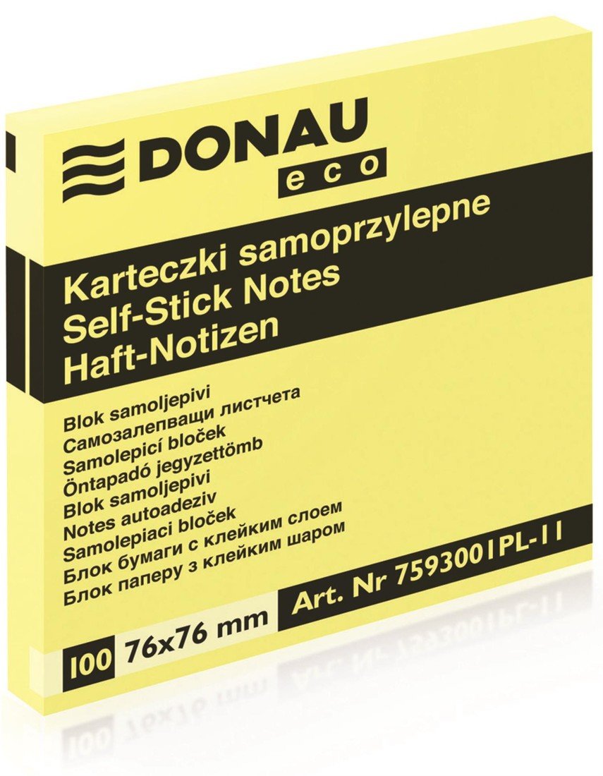 Bloček samolepící Donau 76x76 mm, 100 l., 