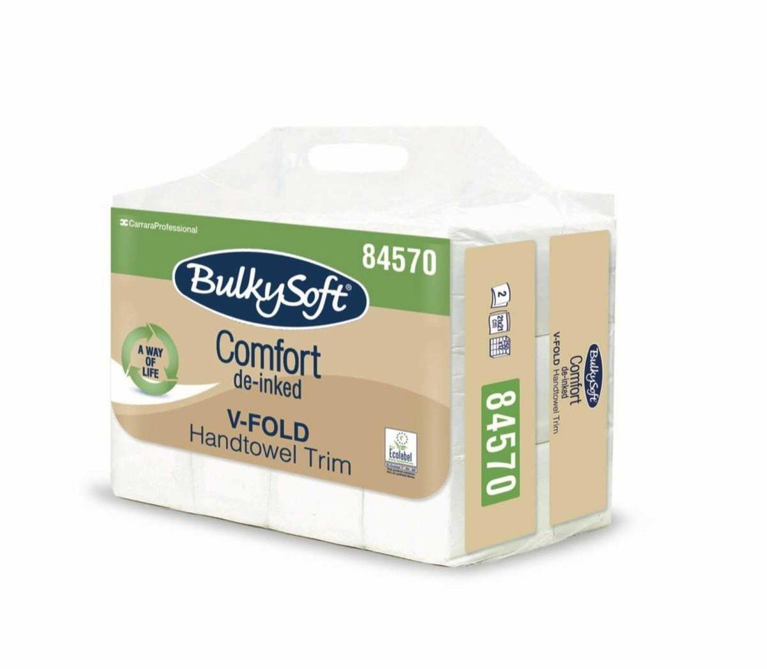 BulkySoft Skládané papírové ručníky BulkySoft - typ V, 2vrstvé, celulóza, 12x250 ks