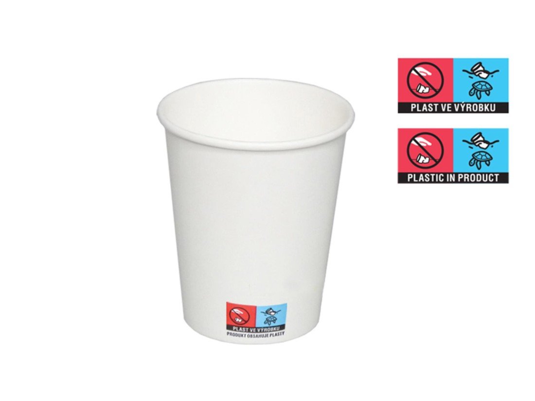 Jednorázové kelímky na kávu - papírové, bílé, 200 ml, 1000 ks