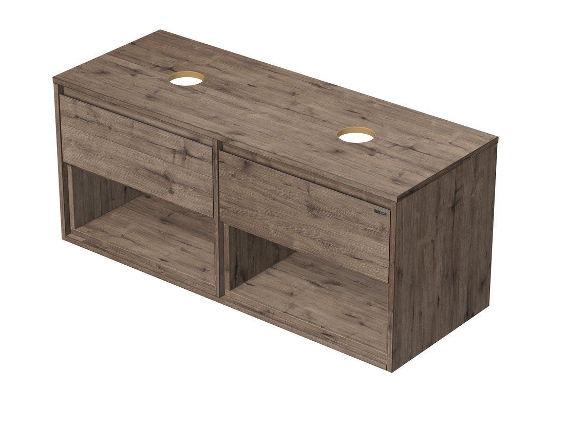 Emmy Design EMMY 120cm Wellington/Wellington s 2 zásuvkami a 2x otevřenou nikou,pro umyvadla na desku (D370/D370