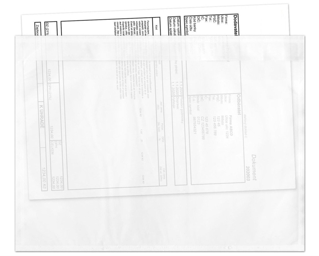 Samolepicí kapsy na zásilky - C4, průhledné, 500 ks