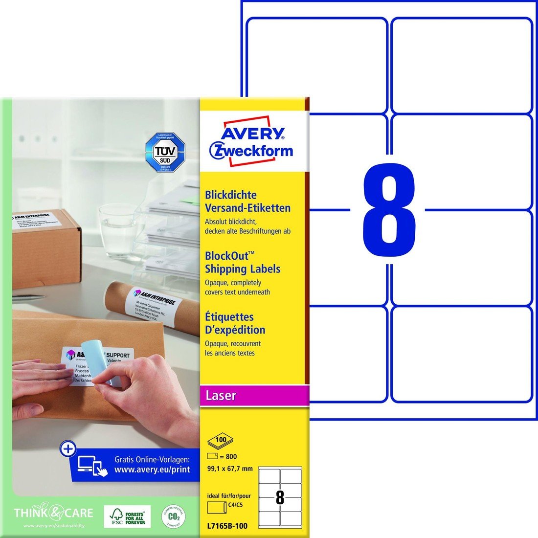 Avery Zweckform Samolepicí etikety na balíky Avery - 99,1 x 67,7 mm, 800 ks