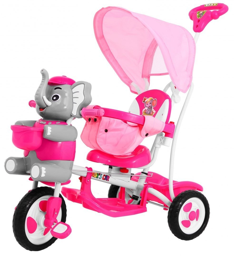 mamido Dětská tříkolka slon se zvukovými efekty růžová