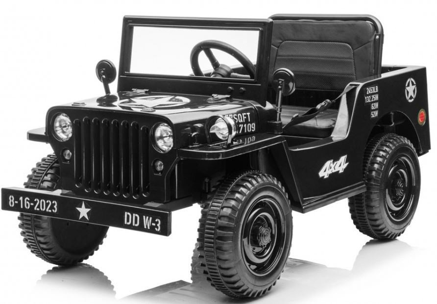 mamido Dětský elektrický vojenský Jeep Willys 4x4 černý