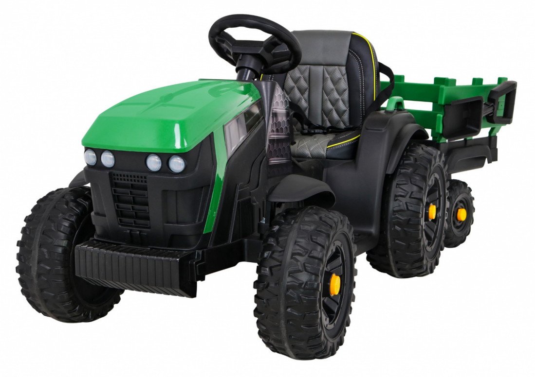 mamido Dětský elektrický traktor Farmer s vlečkou a lopatou zelený