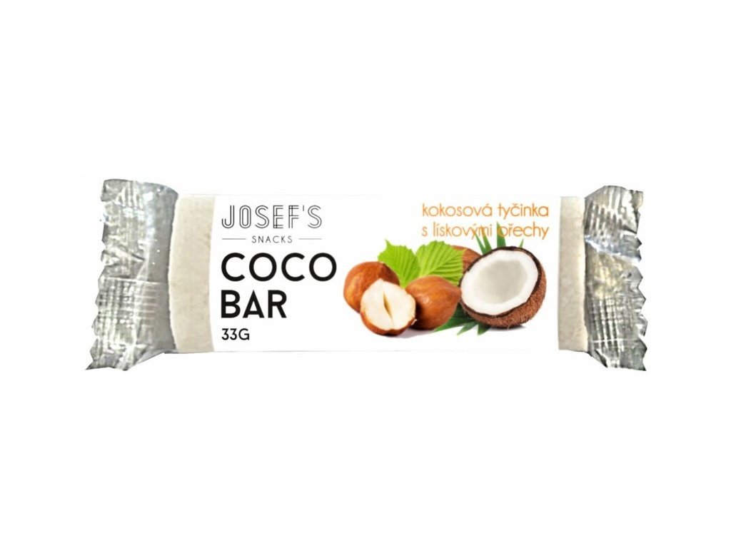 Josef 's snacks Josef's snacks Ovocná tyčinka kokosová s lískovými ořechy 33 g