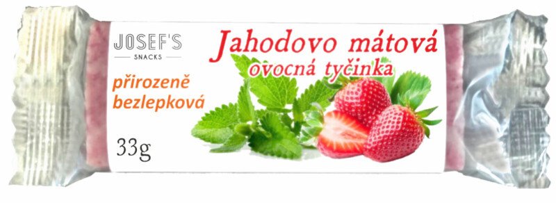 Josef 's snacks Josef's snacks Kokosová tyčinka máta s jahodou 33 g