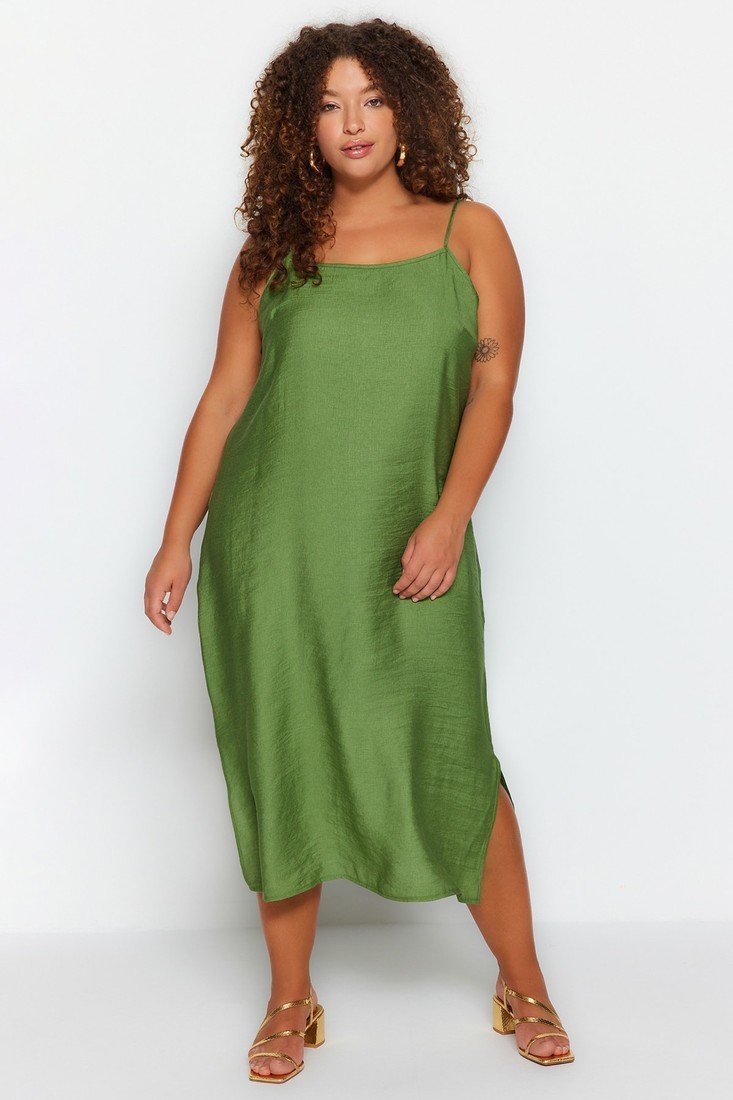 Trendyol Curve Plus Size Dress - Khaki - Shift