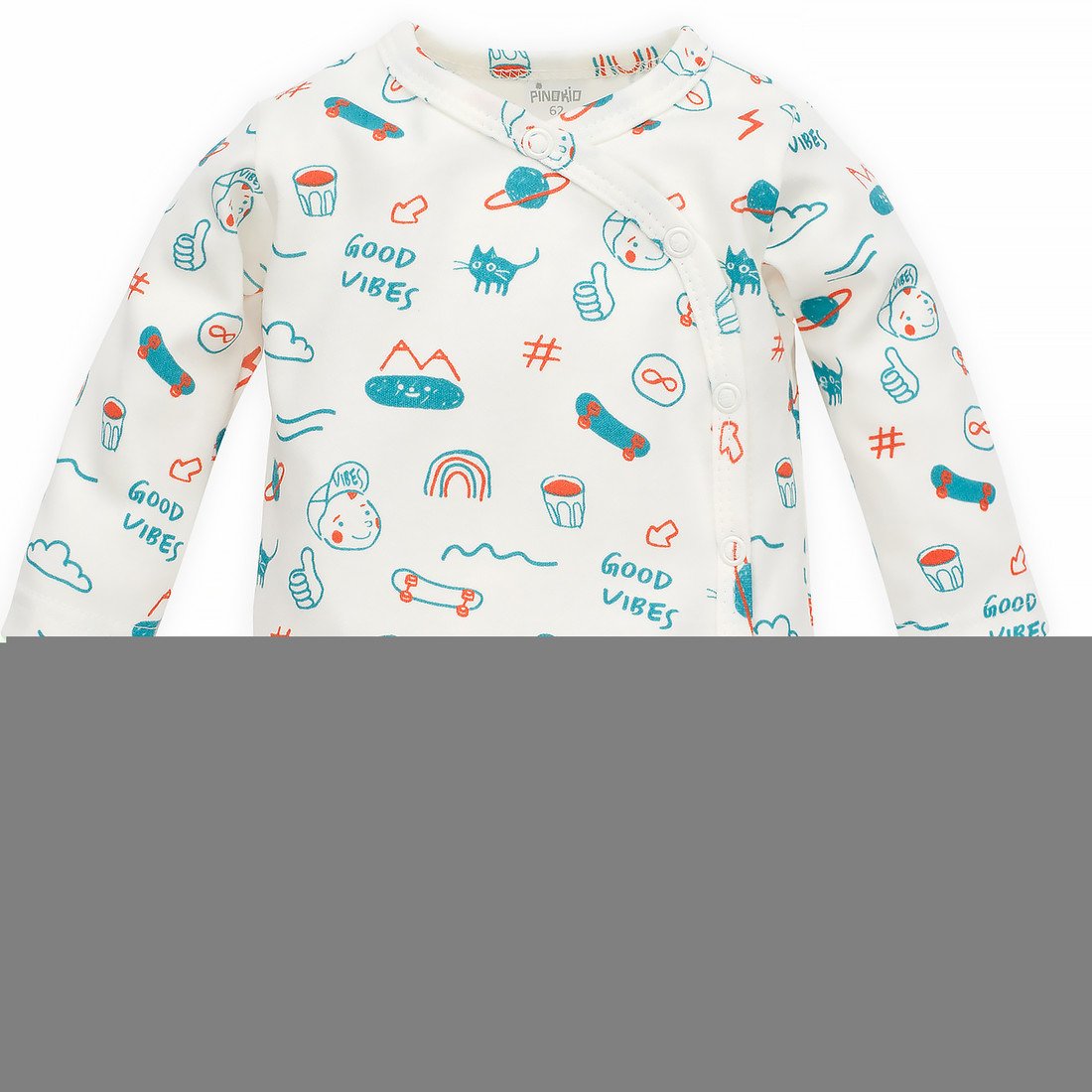 Pinokio Kids's Orange Flip Bodysuit Buttoned Longsleeve