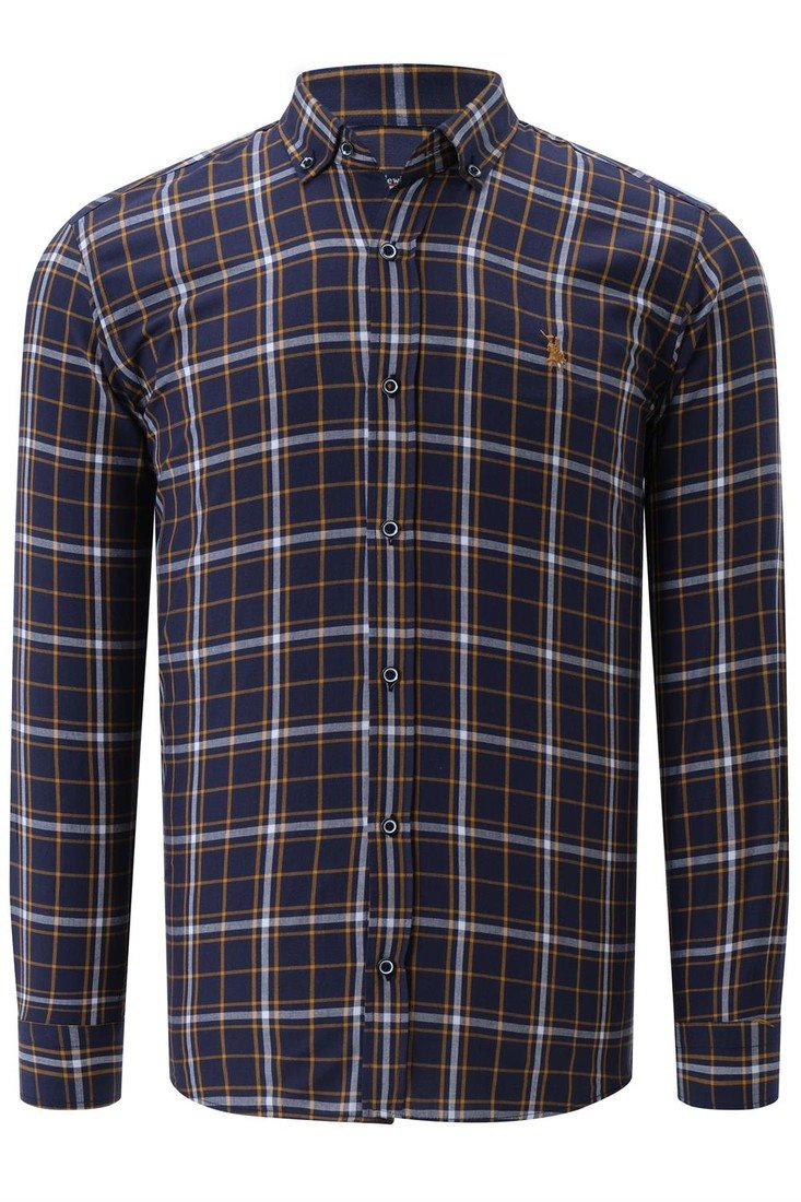 G740 DEWBERRY MEN'S SHIRT-PLAIN NAVY-MUSTARD