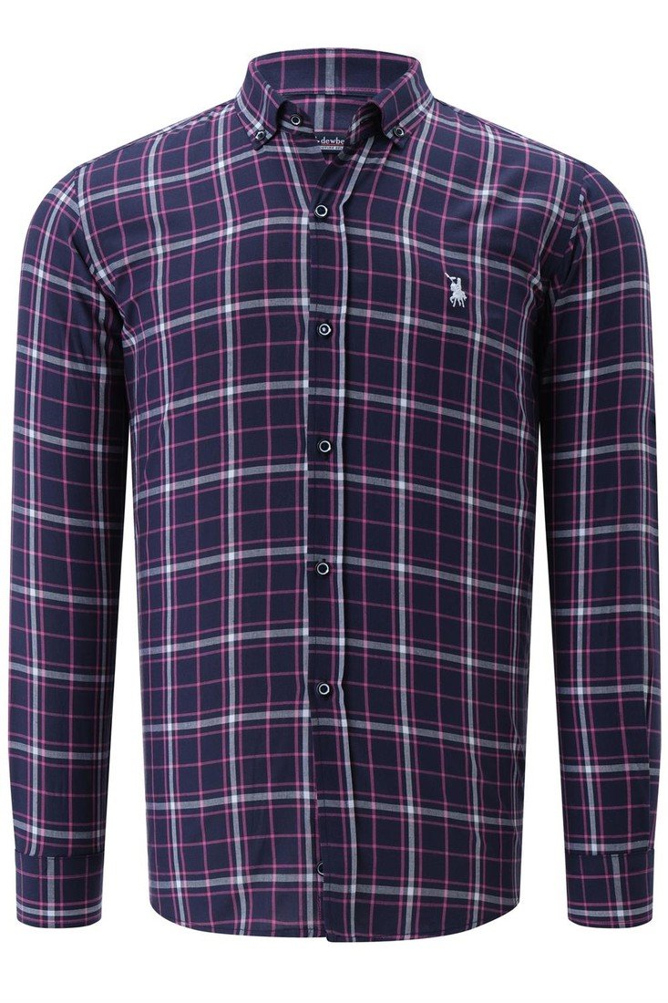 G740 DEWBERRY MEN'S SHIRT-PLAIN NAVY-PINK