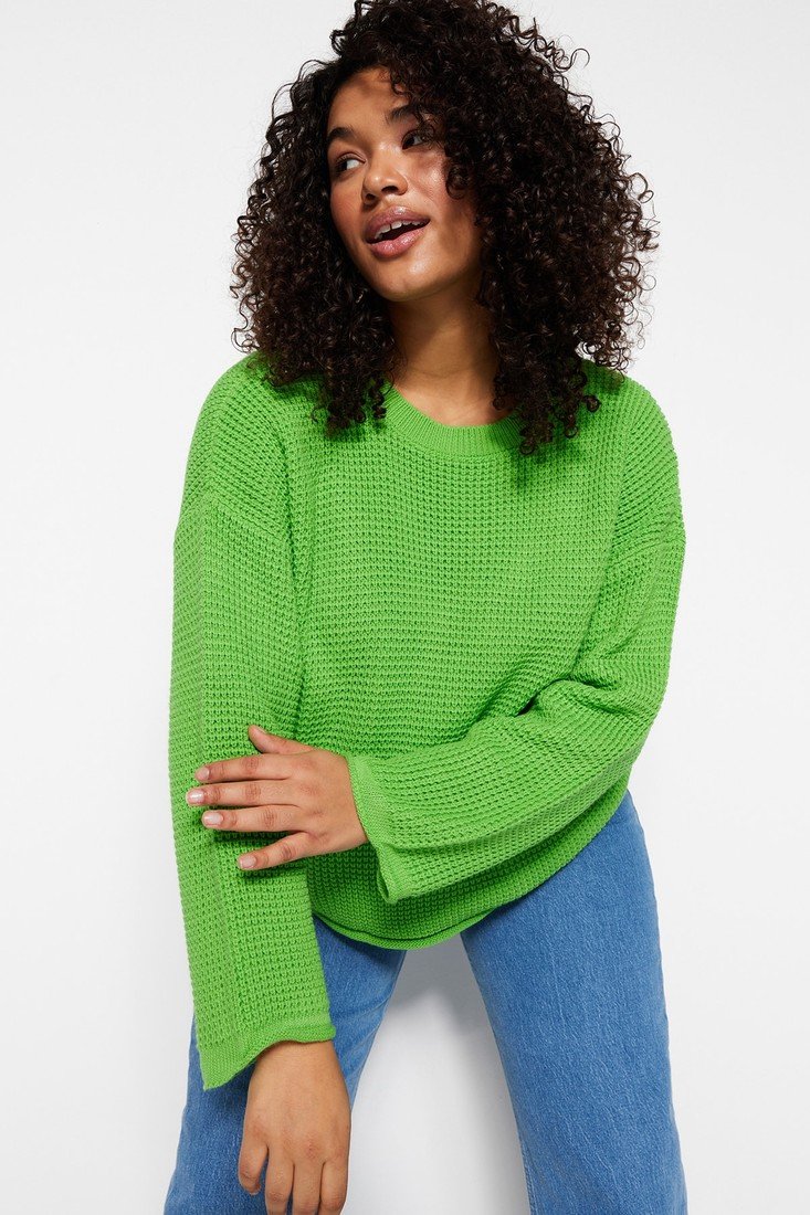 Trendyol Curve Plus Size Sweater - Green - Relaxed fit