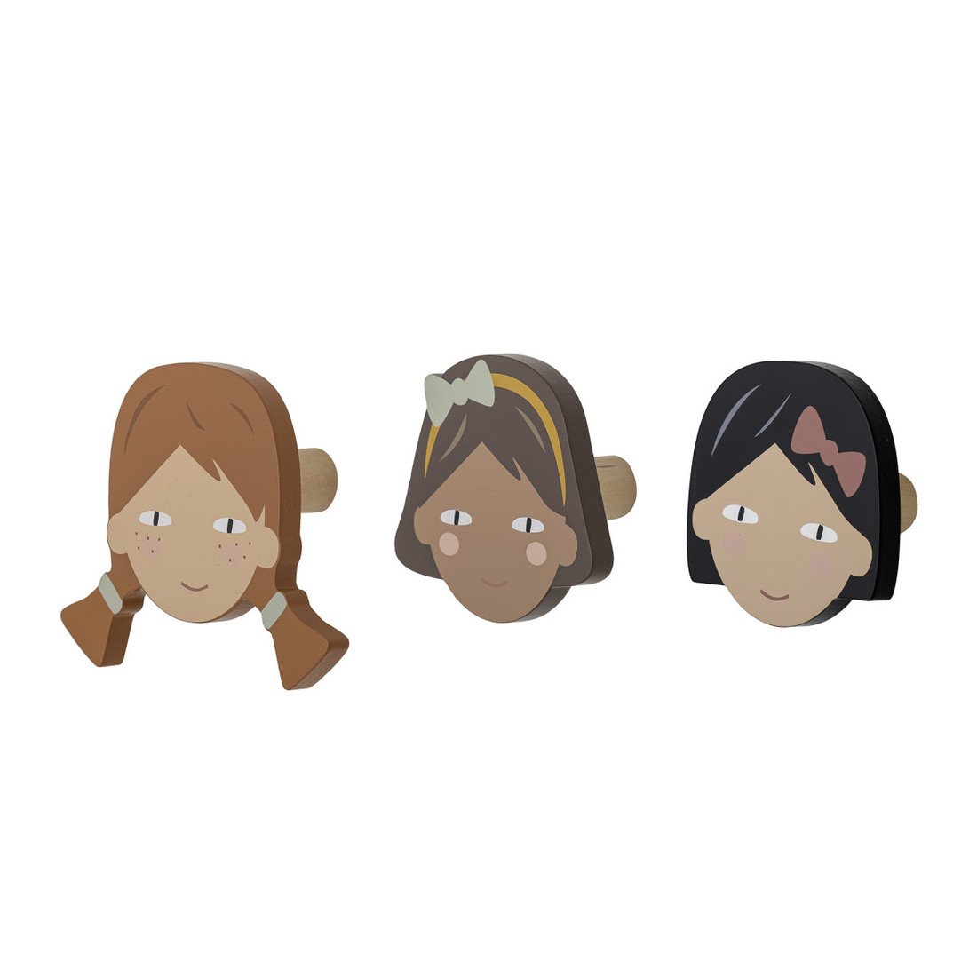 Háčky 3 ks ROSALIA Bloomingville - hnědé