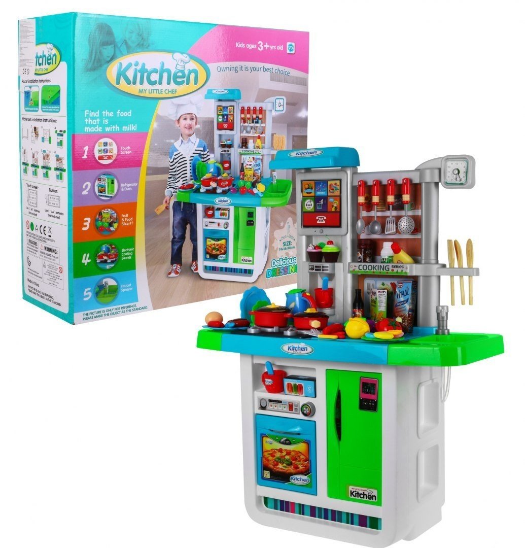 mamido Velká dětská kuchyňka, chladnička, trouba, dřez modrá