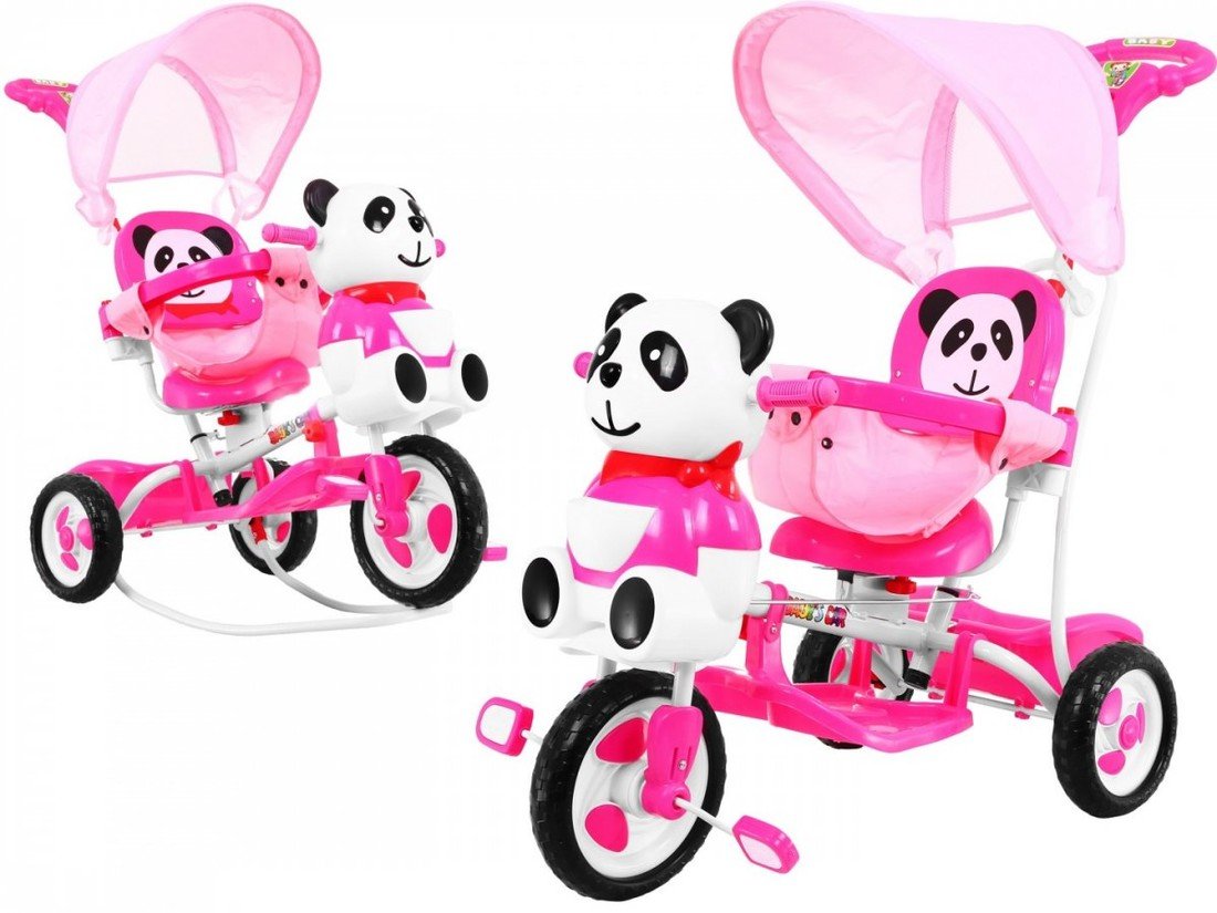 mamido Dětská tříkolka Panda se zvukovými efekty růžová