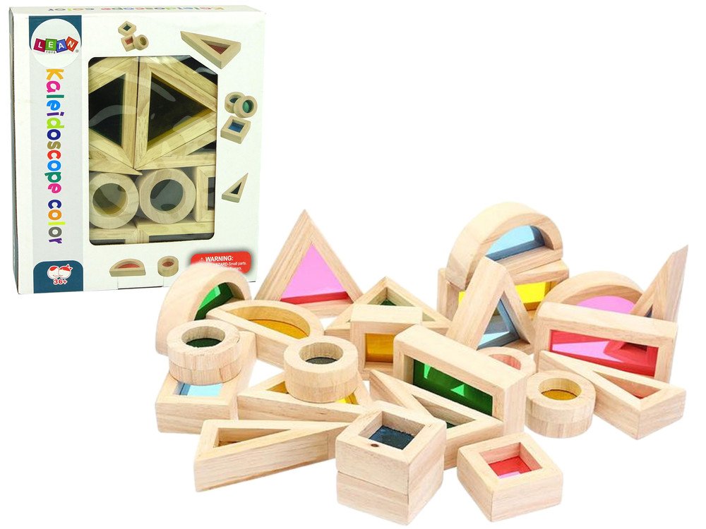 mamido Dřevěné kaleidoskopické kostky 24 kusů