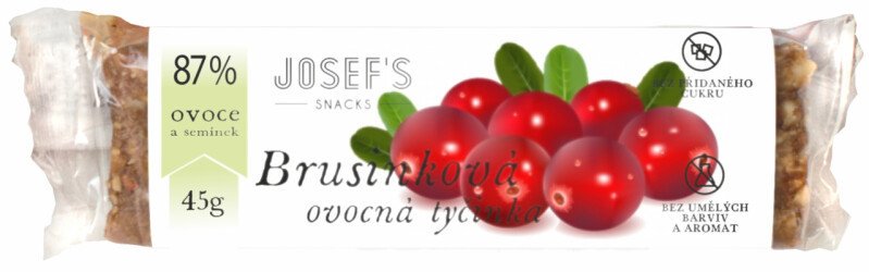 Josef 's snacks Josef's snacks Ovocná tyčinka brusinková 45g