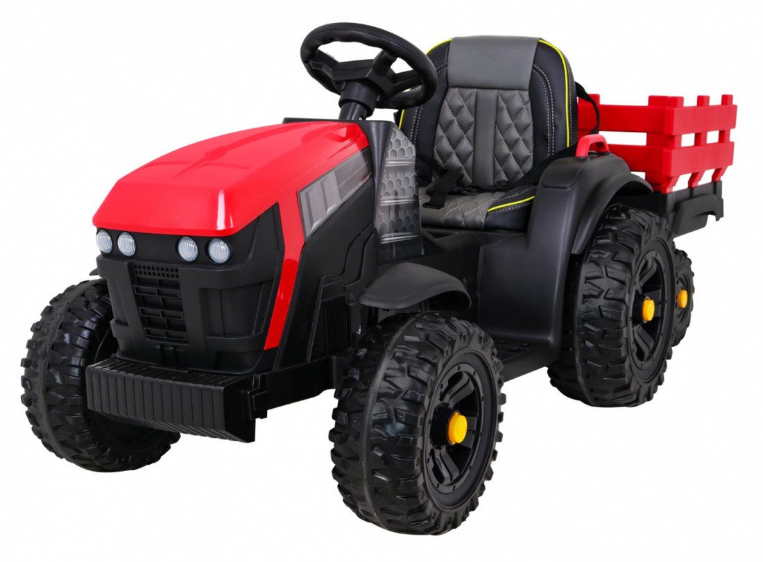 mamido Dětský elektrický traktor Farmer s vlečkou a lopatou červený