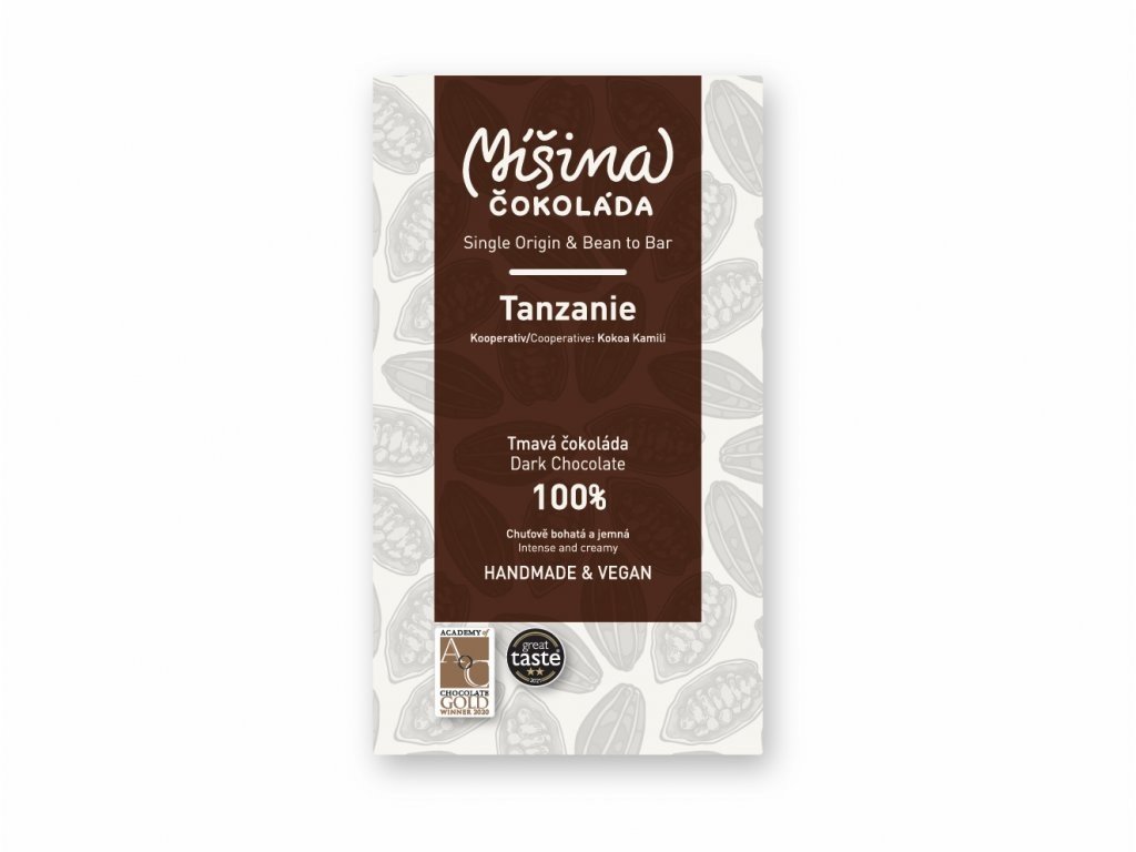 Míšina Čokoláda Tmavá čokoláda 100% Tanzanie 50 g
