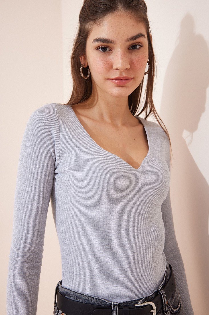 Happiness İstanbul Blouse - Gray - Slim fit