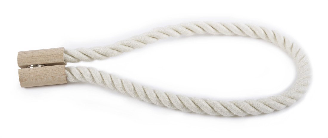 Dekorační ozdobná proplétaná šňůra na závěsy s magnetem NATURA, smetanová 46 cm Mybesthome