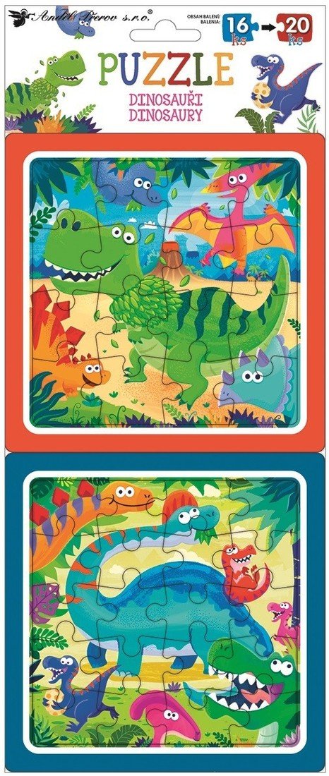 Anděl Puzzle 2 obrázky - dinosauři - 15 x 15 cm - 15080