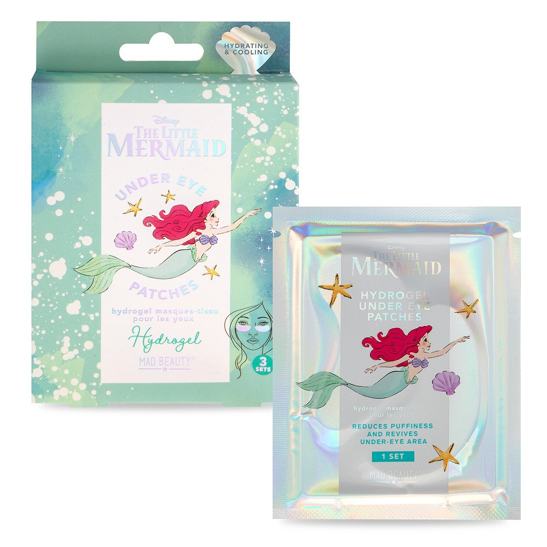 Mad Beauty Hydrogelová maska pod oči Little Mermaid (Hydrogel Under Eye Masks) 3 ks