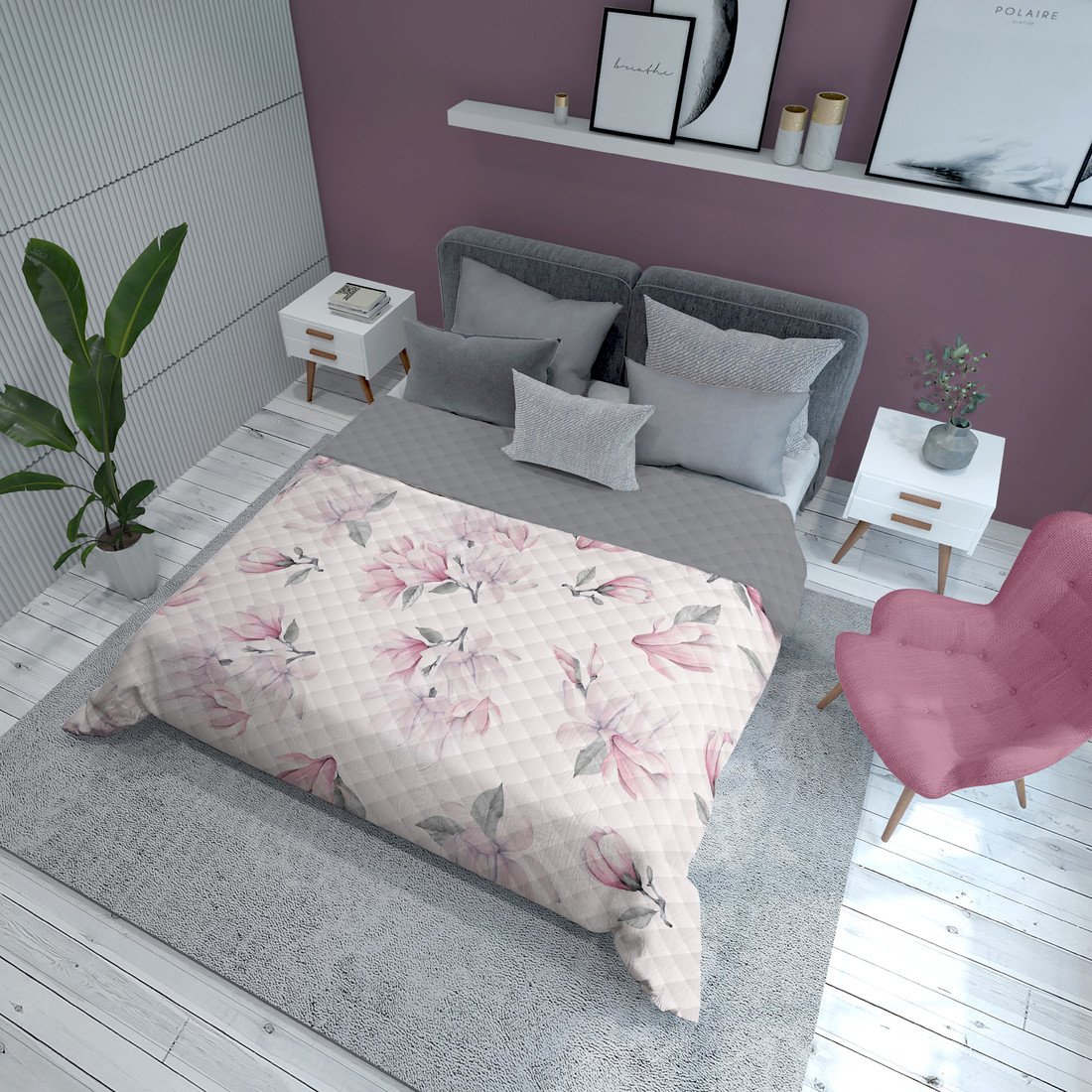 Detexpol Luxusní přehoz na postel 220x240 cm - Růžové květy