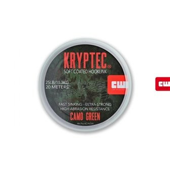 Carp Whisperer ztužená šňůrka Kryptec Coated Hooklink Soft Camo Weed zelená 25 lb (KCHLSW)|TXK3000101