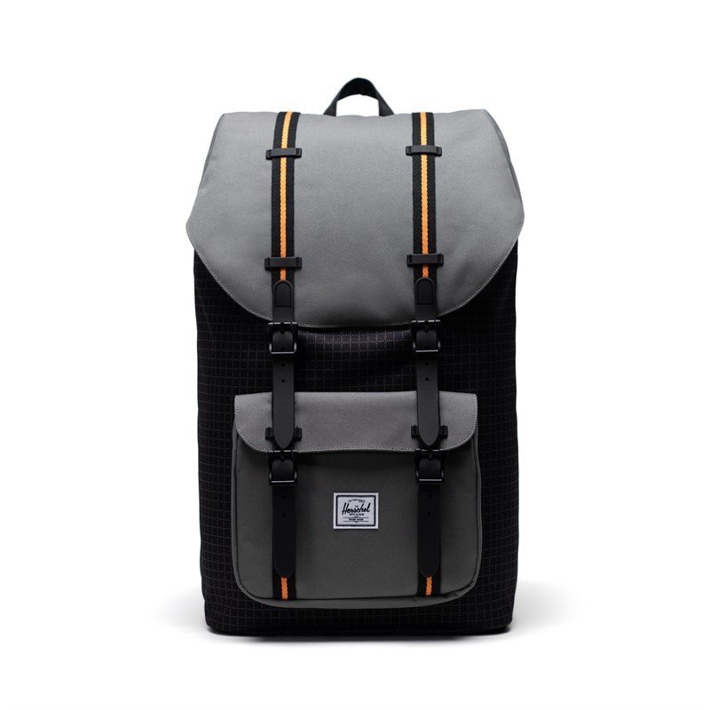 batoh HERSCHEL - Herschel Little America Black Grid/Gargoyle/Sun Orange (05722)