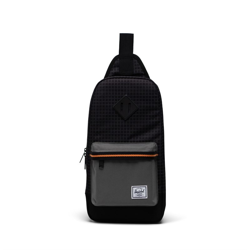 taška přes rameno HERSCHEL - Heritage Shoulder Bag Black Grid/Gargoyle/Sun Orange (05722)