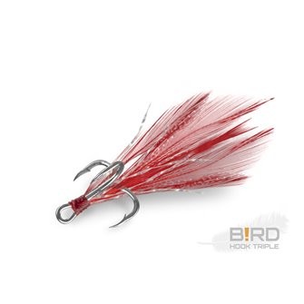 Delphin B!RD Hook TRIPLE / 3ks-červená pírka 4