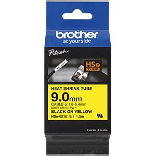 Popisovací smršťovací bužírka Brother P-touch HSe-621E žlutá/černá 9mm 1,5m