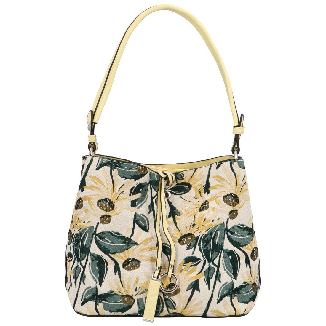 Květinová dámská koženková kabelka Elena, žluto-béžová