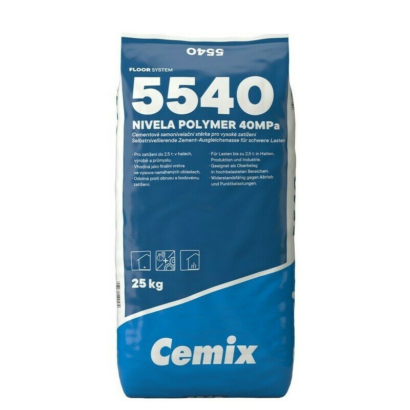Stěrka samonivelační 40 MPa Cemix 5540 Nivela Polymer 25 kg