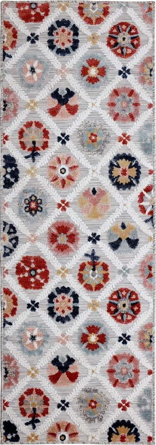 Šedý venkovní koberec běhoun 230x80 cm Flora - Flair Rugs