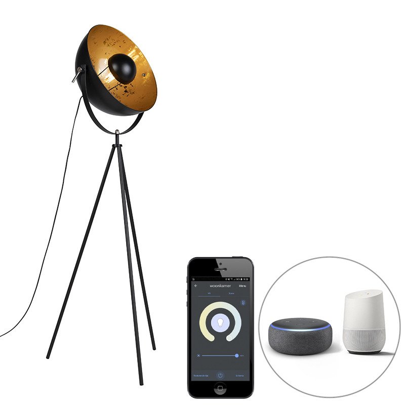 Chytrá stojací lampa stativ černý včetně Wifi A60 - Magna 40 Eglip