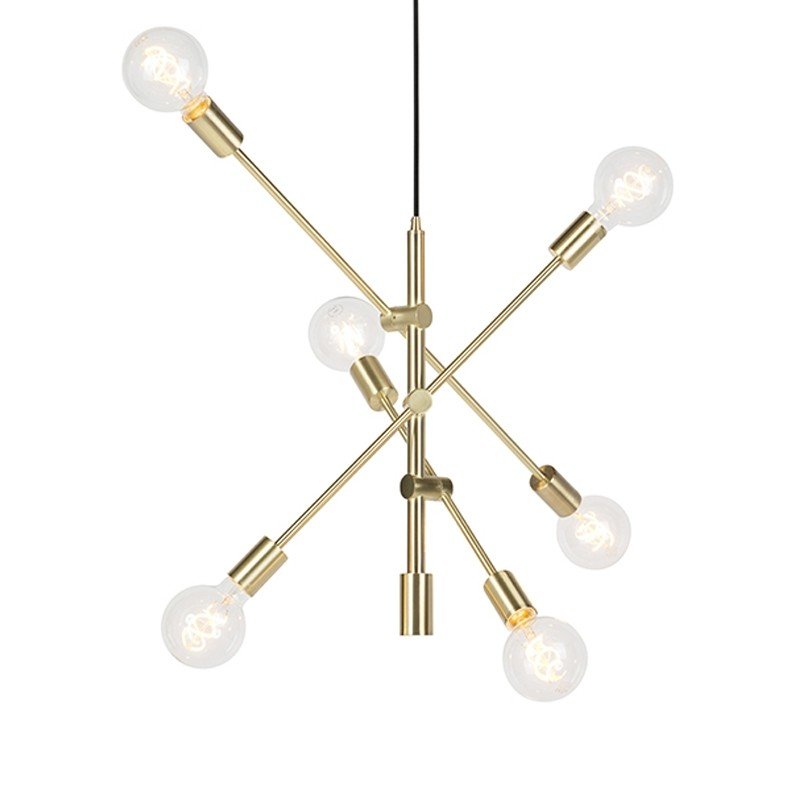 Art deco závěsná lampa matná mosaz 6-světla - Sydney