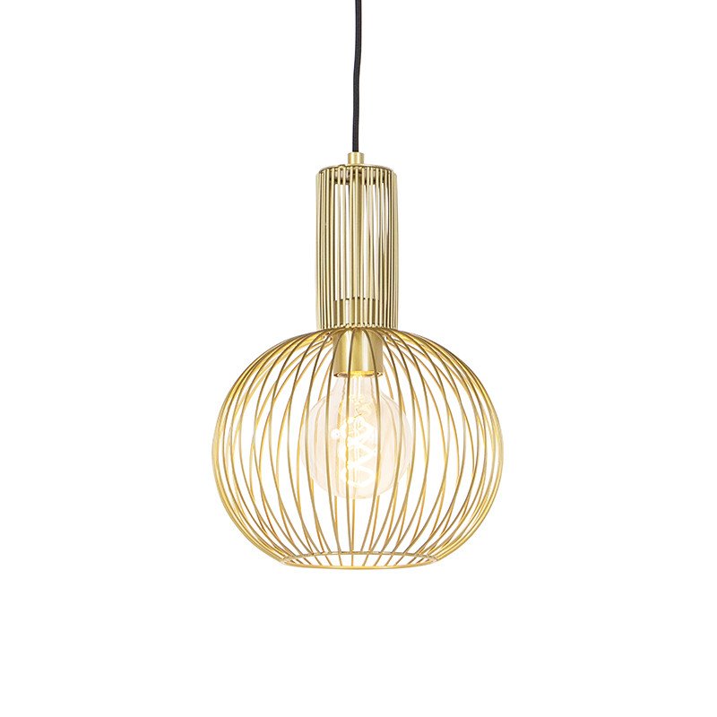 Designová závěsná lampa zlatá - Wire Whisk