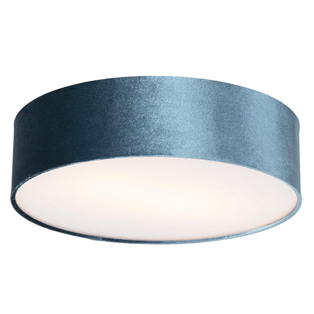 Moderne plafondlamp blauw 40 cm met gouden binnenkant - Drum