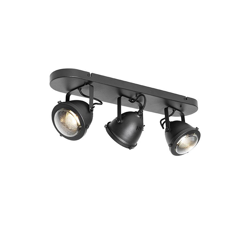 Industriální bodové černé podlouhlé nastavitelné 3-světelné - Emado