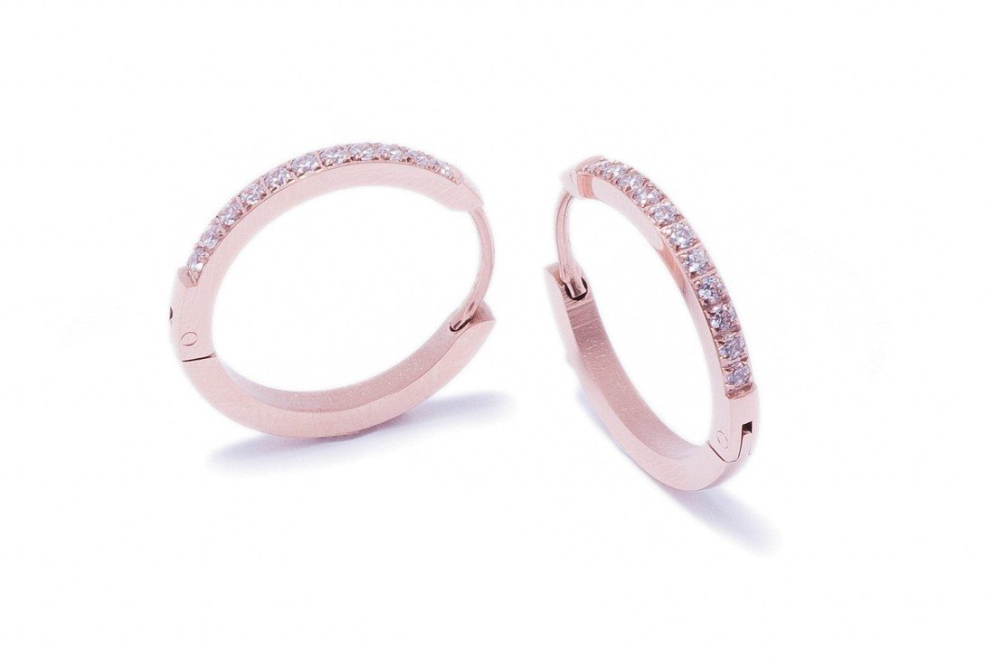 Bangles.cz Náušnice Zirconia rose gold 472