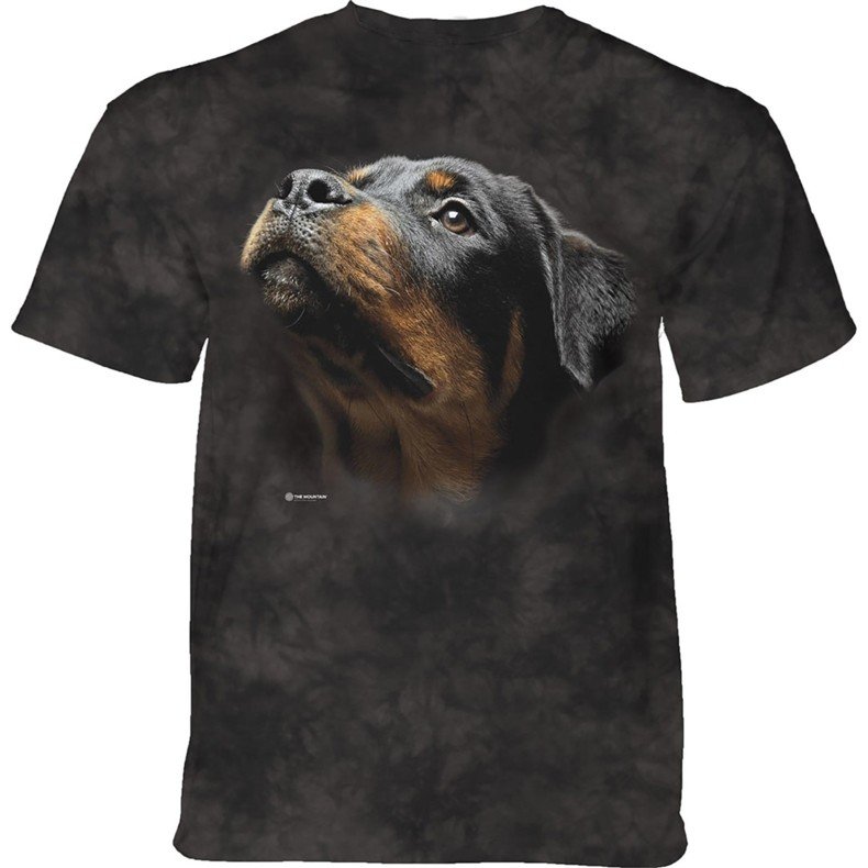 Pánské batikované triko The Mountain - Rottweiler andělská tvář - černé Velikost: L