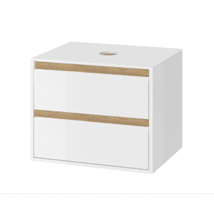 Excellent Koupelnový nábytek Tuto 60 cm bílá/dub se dvěma zásuvkami, pro umyvadla na desku