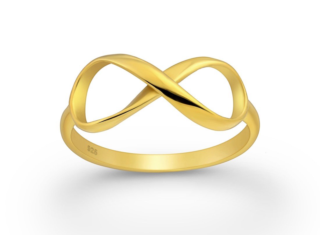 Bangles.cz Prsten Infinity gold stříbro 925 Velikost: 5 - 1,5 cm (EU 49 - 50) 2844/5