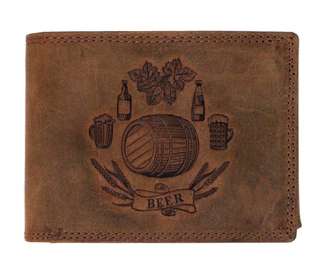 HL Luxusní kožená peněženka BEER - hnědá
